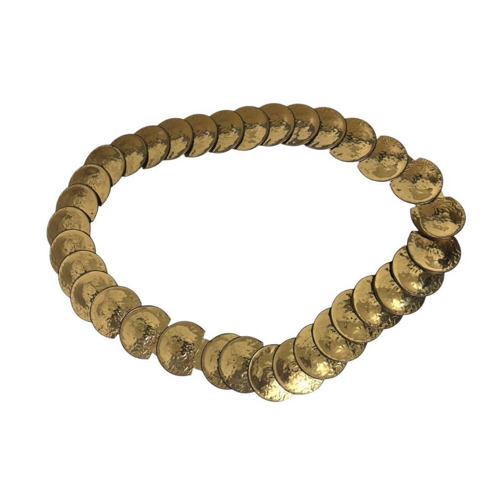 Vintage Y2K 90s Style Gold Circle Coin Belt Elastic‎ Hook Closure Hippie Gypsy